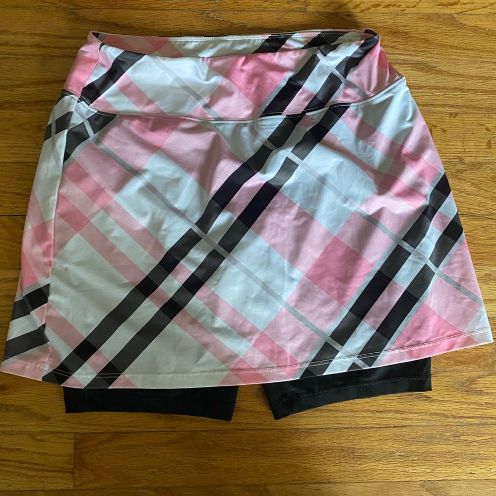 San Soleii Womens Skort Skirt Size XS White Geometric pocket Pull on UV 40